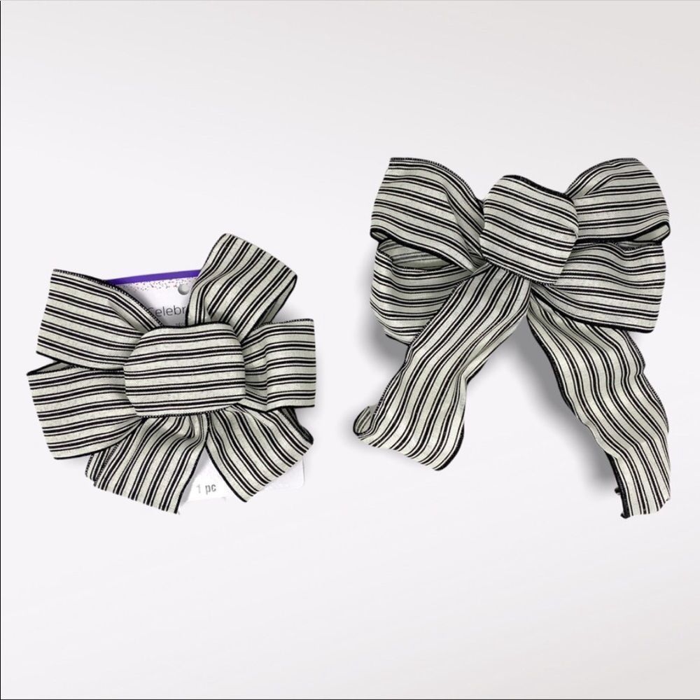 🆕 CELEBRATE IT | Black and White Striped Wired Bows